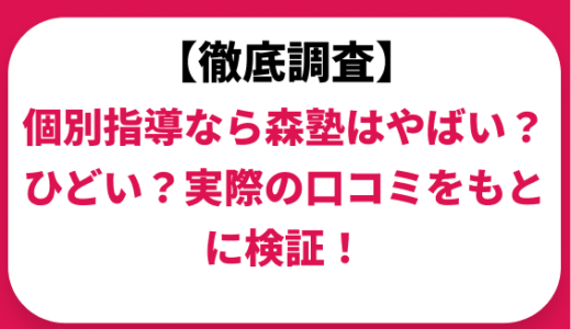 個別指導なら森塾はやばい？ひどい？実際の口コミと評判をもとに徹底検証！　