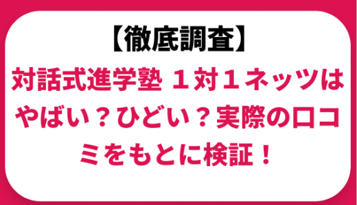 対話式進学塾 １対１ネッツはやばい？ひどい？実際の口コミと評判をもとに徹底検証！
