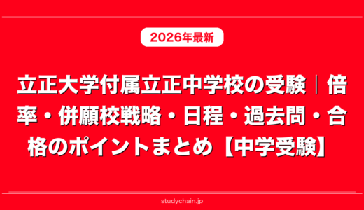 立正大学付属立正中学校の受験｜倍率・併願校戦略・日程・過去問・合格のポイントまとめ【中学受験】