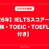 【2026年】IELTSスコア一覧と目安【英検・TOEIC・TOEFL換算表付き】