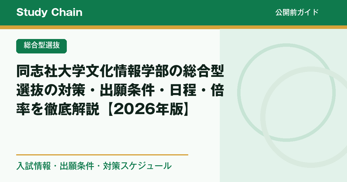 同志社大学文化情報学部の総合型選抜の対策・出願条件・日程・倍率を