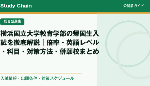 横浜国立大学教育学部の帰国生入試を徹底解説｜倍率・英語レベル・科目・対策方法・併願校まとめ
