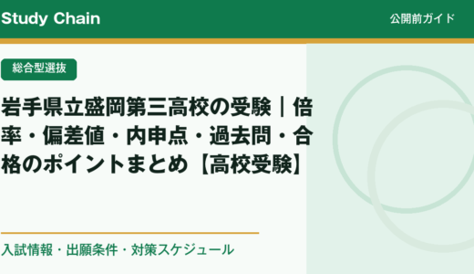 岩手県立盛岡第三高校の受験｜倍率・偏差値・内申点・過去問・合格のポイントまとめ【高校受験】
